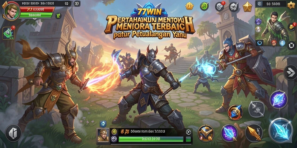 Screenshot gameplay 77WIN menunjukkan pertahanan menara yang strategis dan mendebarkan.