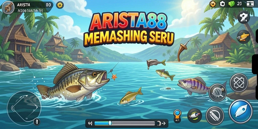 Screenshot yang menunjukkan gameplay memancing yang mendebarkan di ARISTA88.