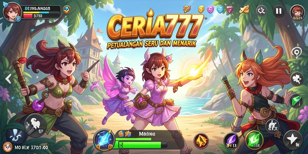 Tampilan gameplay seru dalam CERIA777 dengan karakter anime yang menarik.