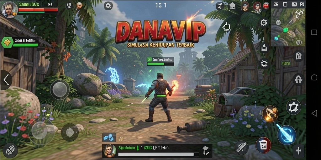 Tampilan gameplay menarik dari DANAVIP dengan pengelolaan hidup virtual.