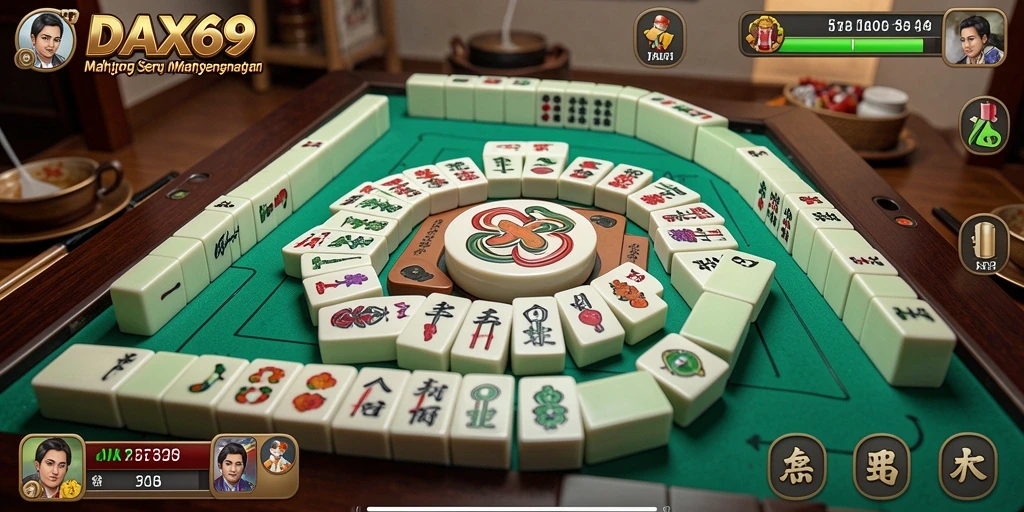 Tampilan gameplay DAX69 yang menarik dalam permainan Mahjong.