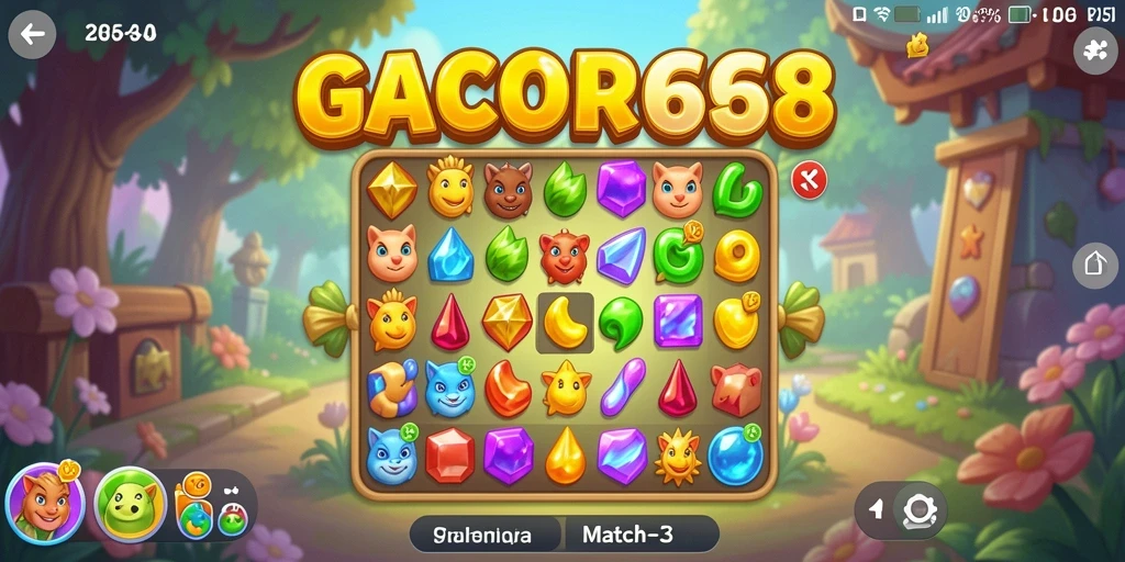 Tampilan gameplay exciting dari GACOR668 dalam genre Match-3.