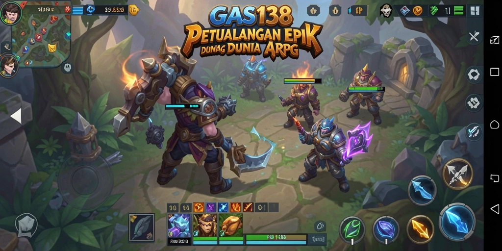 Screenshot menunjukkan pertarungan epik dalam GAME GAS138 dengan karakter heroik.