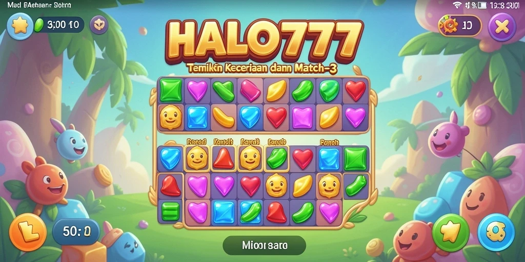 Screenshot gameplay HALO777 yang menampilkan momen mencocokkan objek.