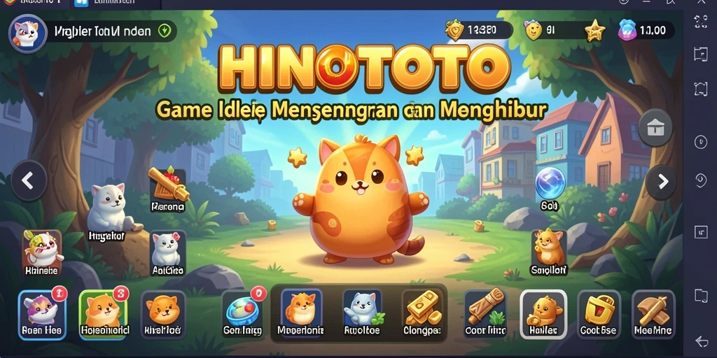 Screenshot utama HINOTOTO menunjukkan gameplay Idle yang menarik dan menyenangkan.
