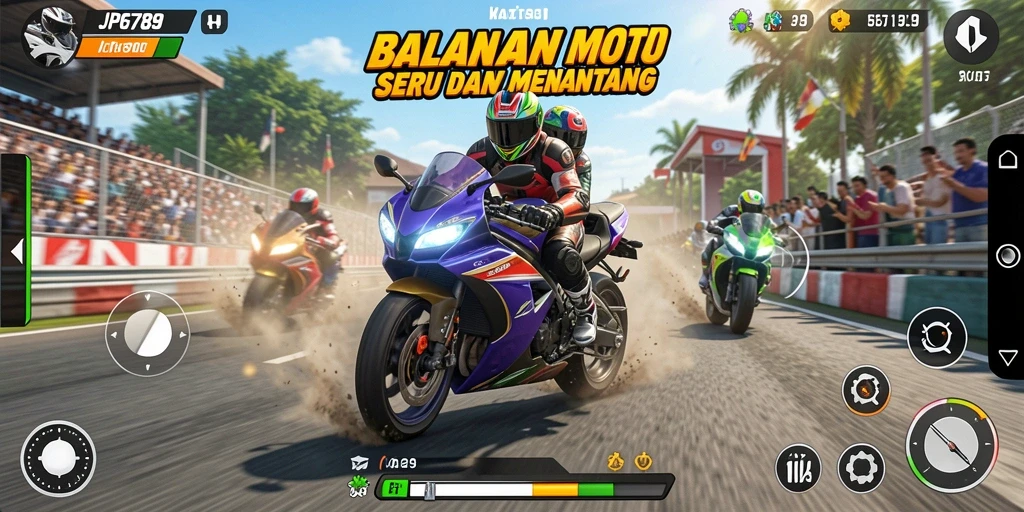 Tampilan menarik dari balapan motor yang intens dan cepat.