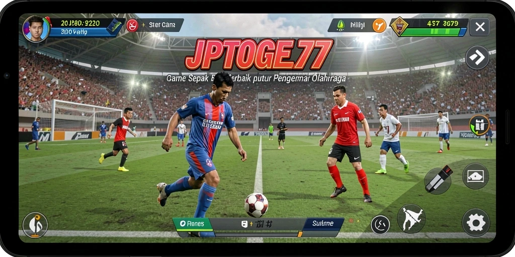 Screenshot JPTOGEL77 menunjukkan momen seru pertandingan sepak bola.