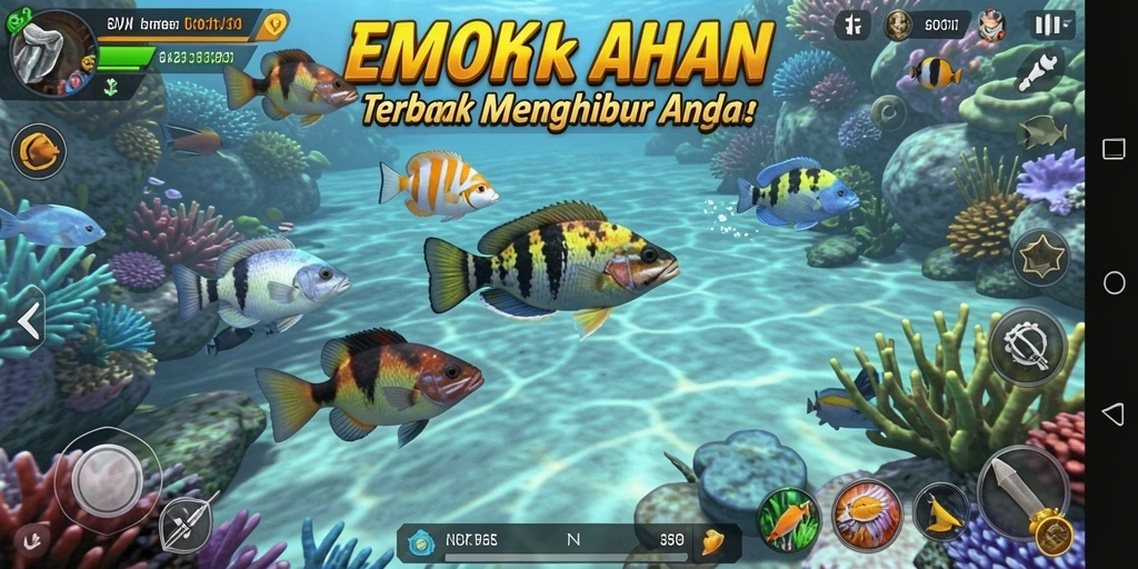 Screenshot gameplay KOKO11 menampilkan aksi seru menembak ikan di lautan.