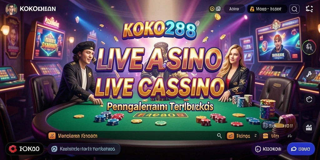 Screenshot KOKO288 menunjukkan dealer live dan permainan yang menarik.
