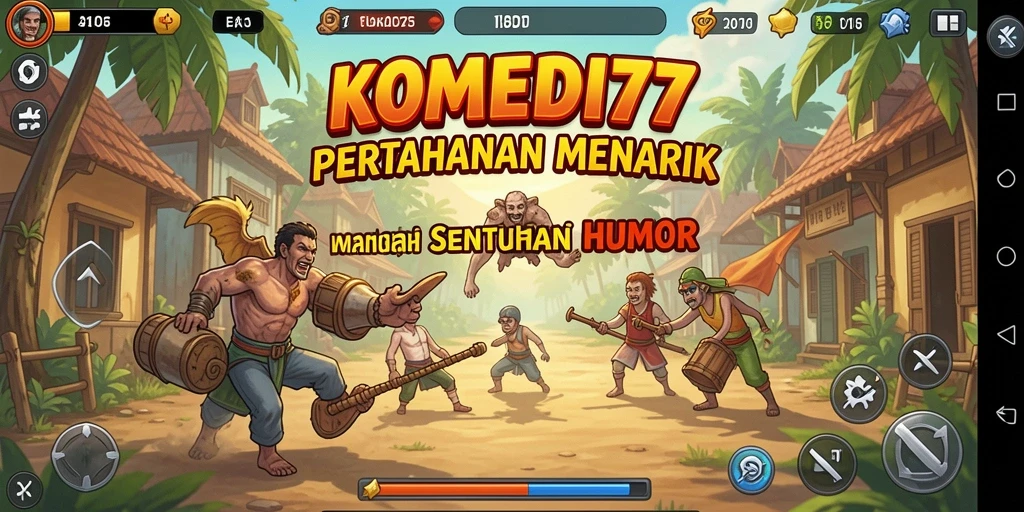 Tampilan gameplay <strong>KOMEDI77</strong> yang penuh warna dan seru saat bertahan.