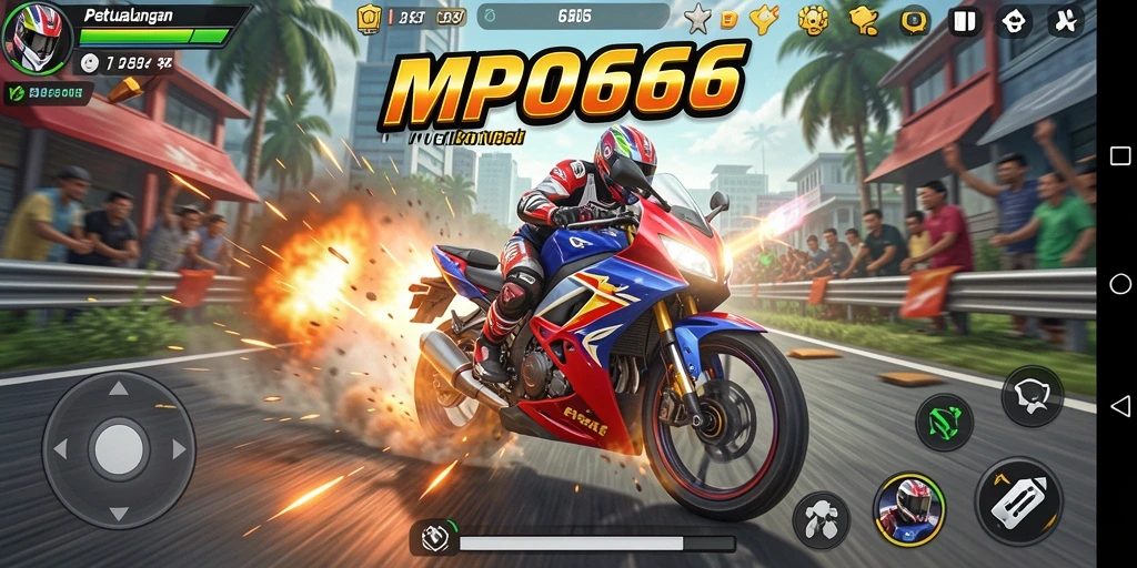 Tampilan akselerasi cepat dalam balapan motor yang mendebarkan.