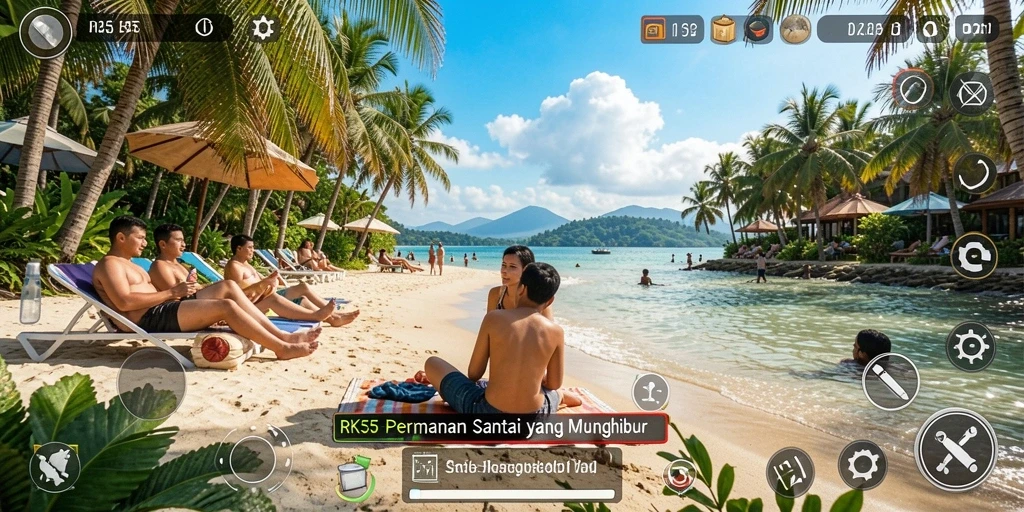 Screenshot gameplay RK55 dengan karakter lucu dan tantangan seru.