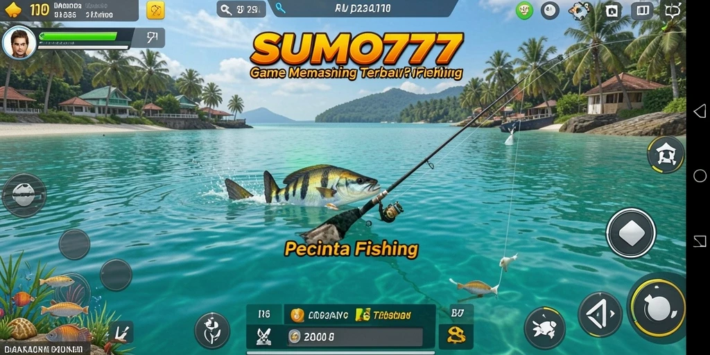 Screenshot utama SUMO777 menampilkan gameplay memancing yang mengasyikkan.