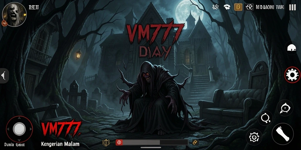 Screenshot gameplay menunjukkan suasana menakutkan di dalam game Horror.